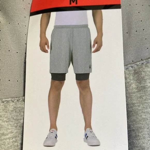 Spyder running gym workout shorts 2 in 1.